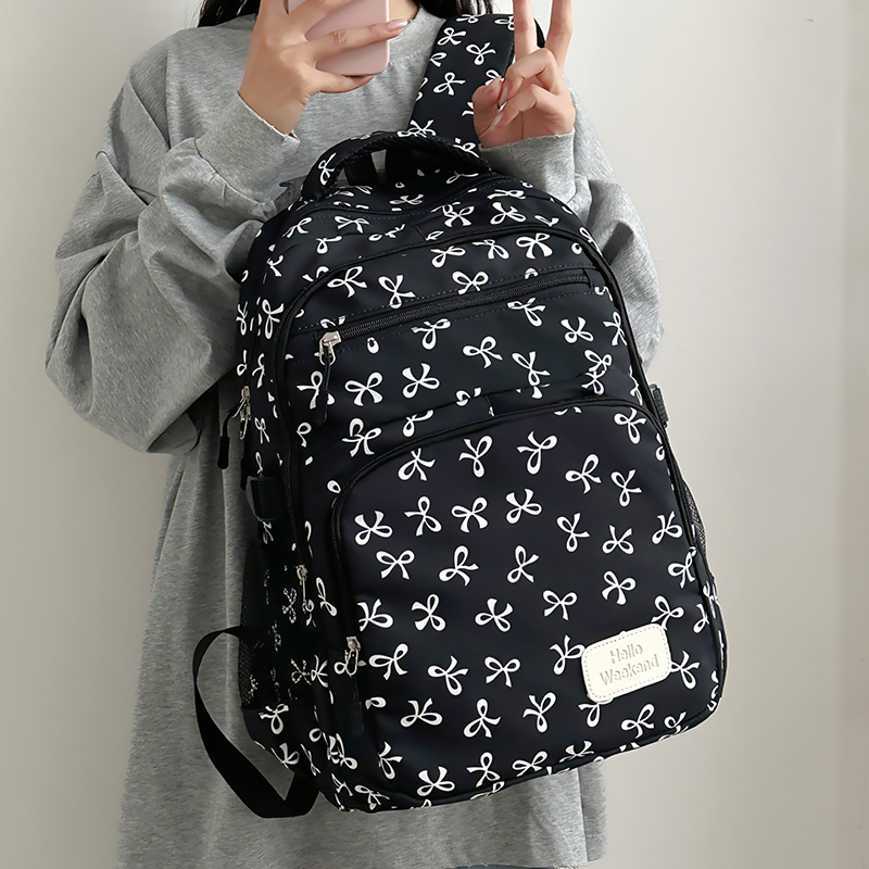 Sling Backpack Shoulder - 3-teiliger süßer Rucksack mit Schleifenmuster, Umhängetasche