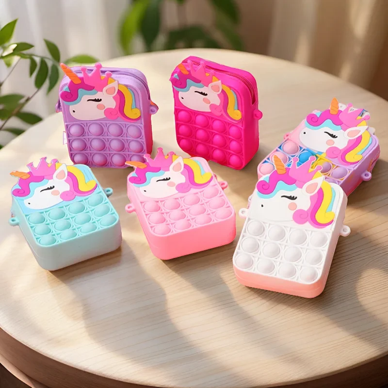 Mini Backpack Purse - Magische farbwechselnde Einhorn-Geldbörse – Regenbogen-Silikon-Kinderbrieftasche für